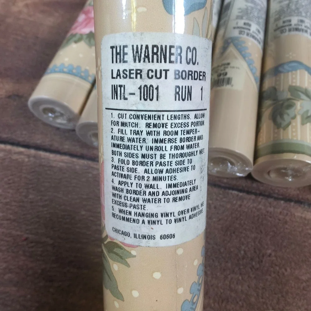 The Warner Co Wallpaper Border Home 8 Spools Beige New Floral Laser Cut 5yd